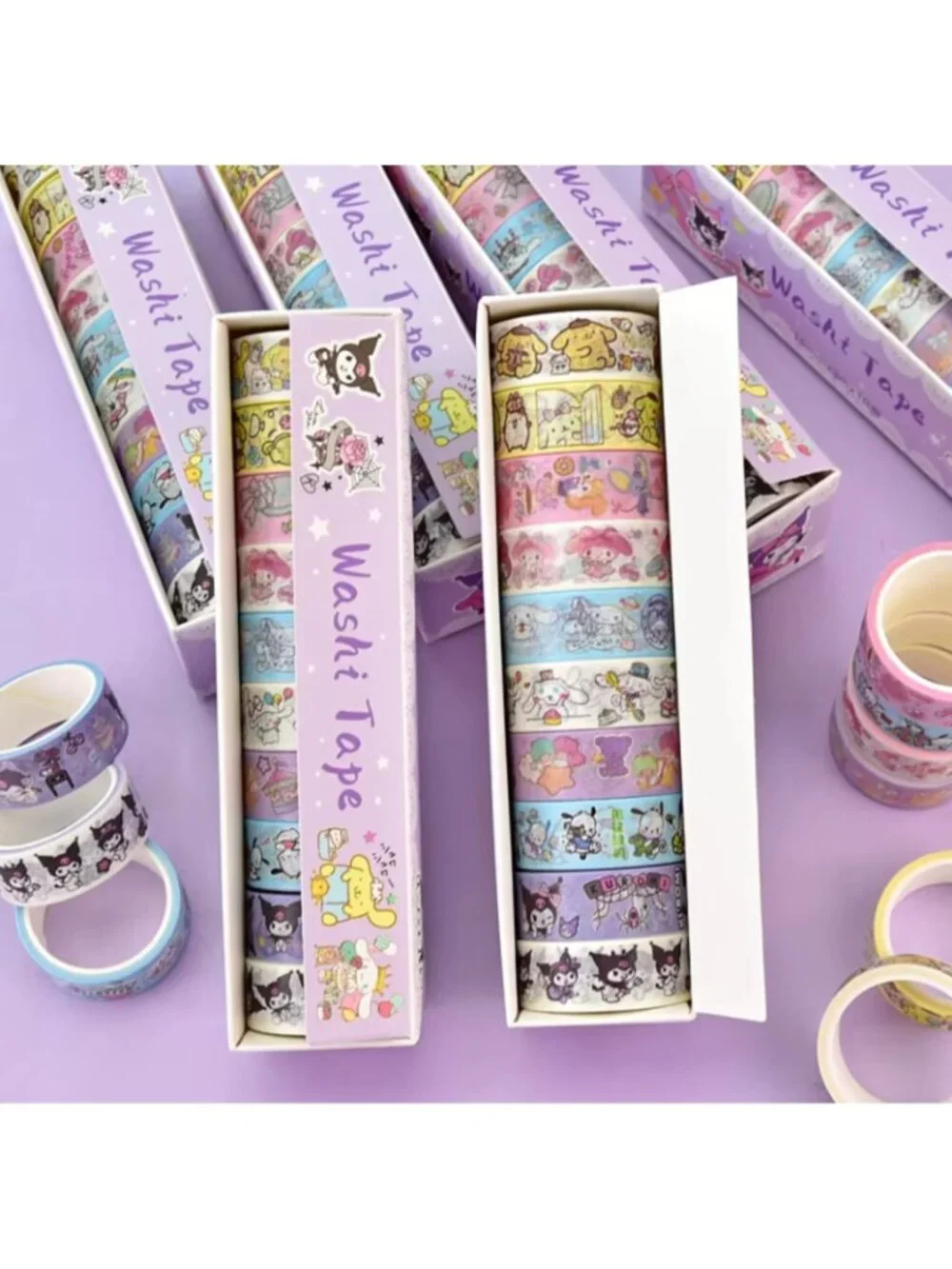 Hello Kitty, Kuromi & My Melody Washi Tape Set 10‑Roll Kawaii Crafting Tape